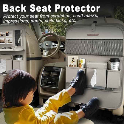 Car Seat Organizers,Multi-functional Back Seat Protectors, Storage Pouches, and Tray Holders (for Cars, Kids, Seat Back and Rear Seats) (Plain Gray, 1 Pcs)