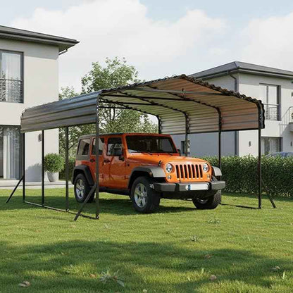 10X15 FT Metal Carport, Heavy Duty Cart Port with Reinforced Galvanized Shelter, Outdoor Weather Resistant Carport Canopy, Upgrade Car Ports for Boats, Cars, Trucks, and Tractors
