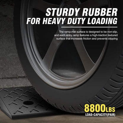 DNA MOTORING 2pcs 3.1" Rise Rubber Arrow Curb Ramp Heavy Duty Loading Driveway Ramp Threshold Ramp 37.4in L x 9.1in W x 3.1in H for Loading Dock, Warehouse, Wheelchair, Motorcycles, Cars, TOOLS-00649