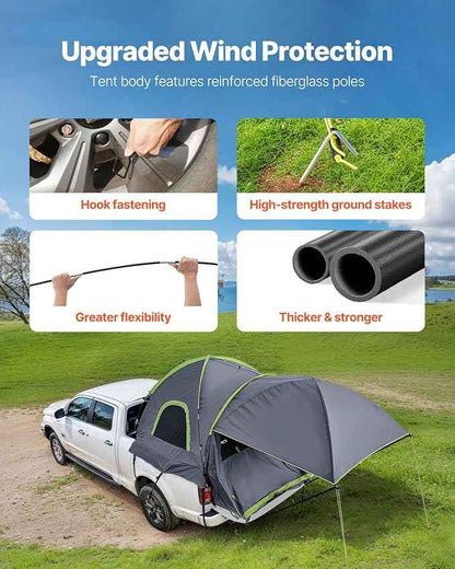VEVOR Pickup Truck Tent, Fits 5.0-8.2 ft Truck Tents for Camping, Waterproof PU2000 mm 2-3 Person Sleeping Truck Bed Tent, Sturdy Truck Bed Camper Shell with Expandable Awning, Rainfly, Storage Bag