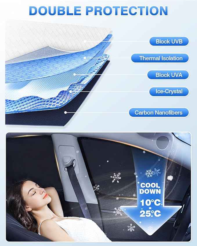 Windshield Sun Shade for 2022-2025 2026 Nissan Frontier Accessories Side Rear Window Shade Cover Sun Visor Shield Privacy Cover Keep Vehicle Cool Black 5PCS