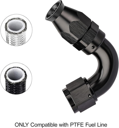 EVIL ENERGY 4AN 120 Degree PTFE One Piece Full Flow End Hose Fitting Aluminum Black
