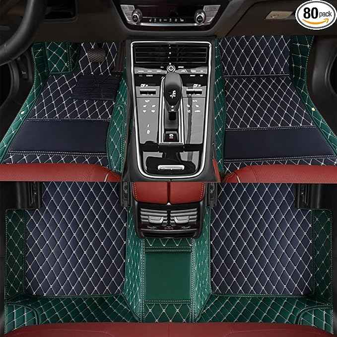 TREGOO All-Weather Anti Slip Floor mat is Suitable mats for floo of All for Tesla Models from 2012 to 2025 (Edge Green, Medium Black, Beige)
