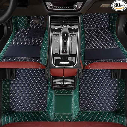 TREGOO All-Weather Anti Slip Floor mat is Suitable mats for floo of All for Tesla Models from 2012 to 2025 (Edge Green, Medium Black, Beige)