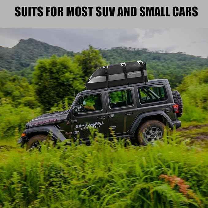 Car Roof Bag, Rooftop Cargo Carrier 21 Cubic Feet, Waterproof Car Topper Luggage Carrier with/Without Rack, Includes Anti-Slip Mat, 8 Reinforced Straps, 8 Door Hooks, Luggage Lock, Storage Bag