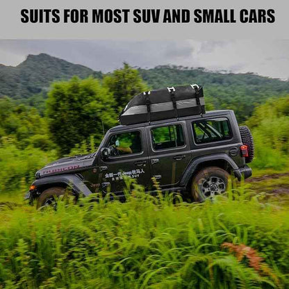 Car Roof Bag, Rooftop Cargo Carrier 21 Cubic Feet, Waterproof Car Topper Luggage Carrier with/Without Rack, Includes Anti-Slip Mat, 8 Reinforced Straps, 8 Door Hooks, Luggage Lock, Storage Bag