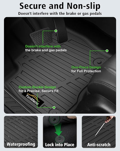 Floor Mats Custom for Ford Edge 2015-2024 2025 2026 ST Titanium SE SEL Sport Trunk Mat with Backrest Mat All Weather TPE Full Set Liners Cargo Protector & Door Sill Guards for Edge 2025 Accessories