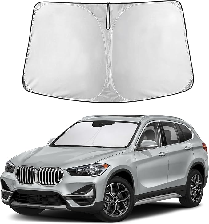 EcoNour Windshield Sun Shade Compatible for BMW X1 2016–2022 | Compact SUV Front Window Sunshade | Foldable Sun Visor Cover | Blocks UV Rays & Reduces Heat