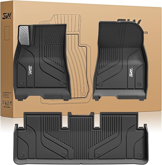3W Model 3 Floor Mats 2025 2024 with Mental Pedal, Highland Floor Liner, All Weather Custom Fit Accessories Black