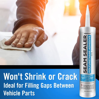 [2 Pack] Polyurethane Seam Sealer Automotive Compound Kit - Durable & Flexible Auto Body Filler - Seam & Joint Compound for Bare or Painted Surfaces - Automotive Seam Sealer White - RV Roof Sealant