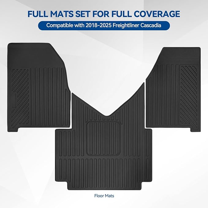 Custom Fit Floor Mats for 2018-2025 Freightliner Cascadia, All Weather TPE Floor Liners, Odorless Full Set Interior Accessories