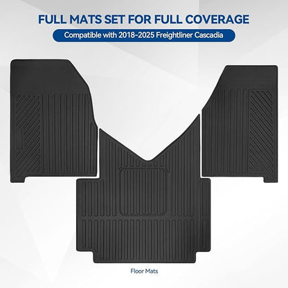 Custom Fit Floor Mats for 2018-2025 Freightliner Cascadia, All Weather TPE Floor Liners, Odorless Full Set Interior Accessories