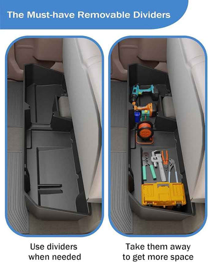 FengYu Under Seat Storage Box Compatible with 2019-2026 Chevy Chevrolet Silverado 1500/GMC Sierra 1500, 2020-2026 Silverado/Sierra 2500HD/3500HD Double Cab & Crew Rear Underseat Organizer Accessories