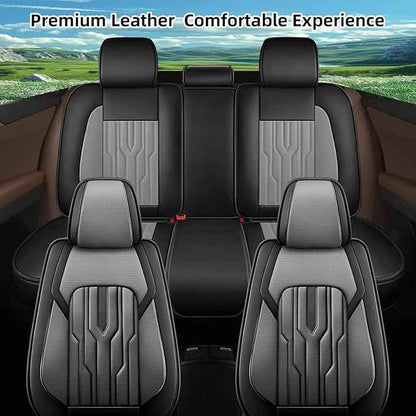 YORKNEIC Fit for Cadillac XT5 Seat Covers Full Set 2017-2025 2026: 5 Full Seats Waterproof Leather Car Seat Covers Protector (5 Full Seat, Black & Grey)