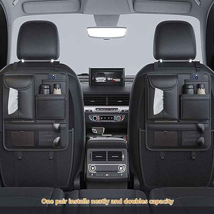 Backseat Car Organizer,5 Storage Pocketscar Seat Organizer,Car Storage Organizer with Foldable Food Tray,Car Seat Back Protectors Kick Mats Travel Accessories