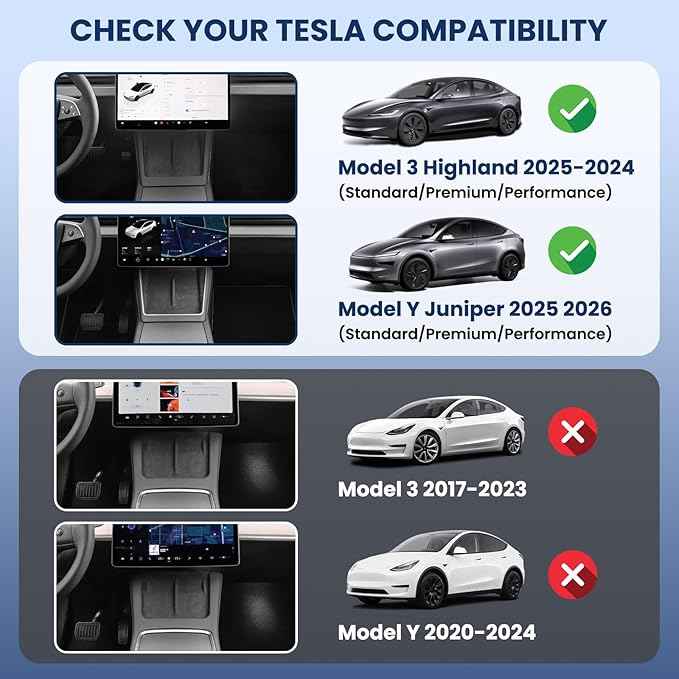 for Model Y Juniper Under Screen Storage Organizer 2025-2026 Upgrade, Model 3 Highland Center Console Organizer Tray 2024-2026 for Tesla Model Y Juniper Accessories, Black