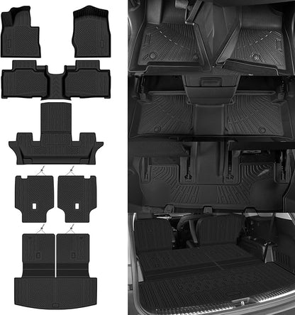Custom Fit Floor Mats for Ford Explorer (6 Seats) 2020-2025 2026, All Weather TPE Floor Liners with Trunk Mat & Backrest Protectors, Odorless Full Set Interior Accessories