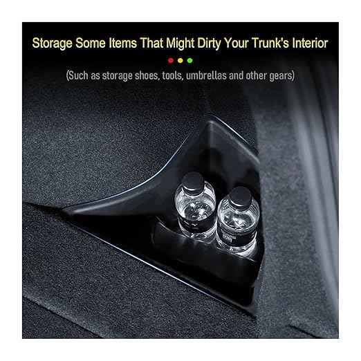 Trunk Organizer ，Compatible for Tesla，Model 3 2024 2025 Waterproof Rear Trunk Storage Bins Side Box with Carpeted Lip Car Travel Accessories(4pcs with TPE Lids)