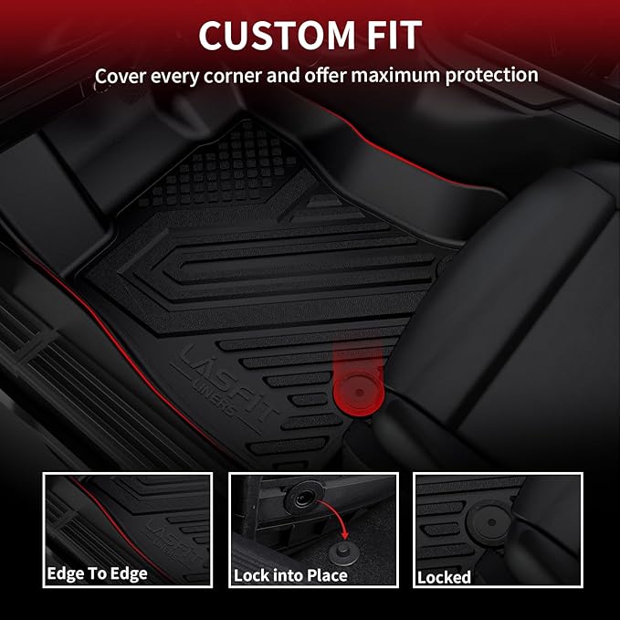 LASFIT Floor Mats & Backrest Mats & Cargo Mats for Hyundai Palisade 7/8 Seats 2025 2024 2023 2022 2021 2020, All Weather TPE Custom Fit Floor Liners for Palisade Full Set Car Mats Accessoires, Black