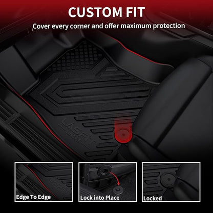 LASFIT Floor Mats & Backrest Mats & Cargo Mats for Hyundai Palisade 7/8 Seats 2025 2024 2023 2022 2021 2020, All Weather TPE Custom Fit Floor Liners for Palisade Full Set Car Mats Accessoires, Black