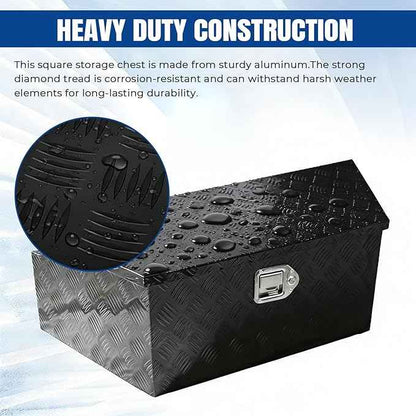 YESHMA 39" x 12" x 16.5" Trailer Tongue Tool Box Heavy Duty Aluminum with Latch and Keys Trailer Toolbox Organizer Truck Underbody Box Compatible with Pick Up Truck Bed RV Trailer ATV Black
