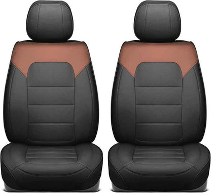 Deluxe Edition Napa Leather Seat Covers for Cars, Trucks, & SUV – 2 Brown & Black Car Seat Covers for Front Seats - Universal Fit Truck & Car Accessories Interior Protector for Most Vehicles