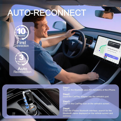 Mini Wireless Carplay Adapter for iPhone&Android Auto 2-in-1, 2025 Upgrade Wired CarPlay to Wireless, Supports Voice Assistant, Plug and Play Car Play for iOS 11+&Android 12+