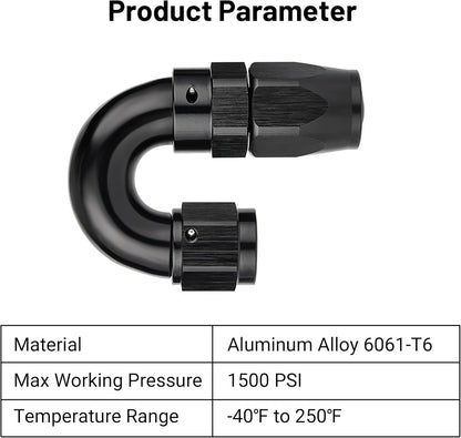 EVIL ENERGY 6AN 180 Degree One Piece Full Flow Hose End Fitting Swivel For CPE Braided Hose