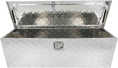 SCITOO 49 Inch Aluminum Heavy Duty Truck Bed Tool Box,Diamond Plate Crossover Storage for Most Full Size Pickups,Lockable Weatherproof Chest,Fits 49" Truck Beds,Easy Access to Load and Unload