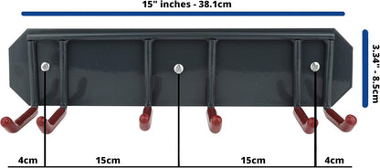 Wall Mounted Rack Organizer for Skis and Poles Heavy Duty Horizontal Wall Ski Rack Garage Storage with Metal Frame and Padded Hooks Indoors Outdoors Premium Wall Hooks (Medium Holds 2 Set of Ski's)