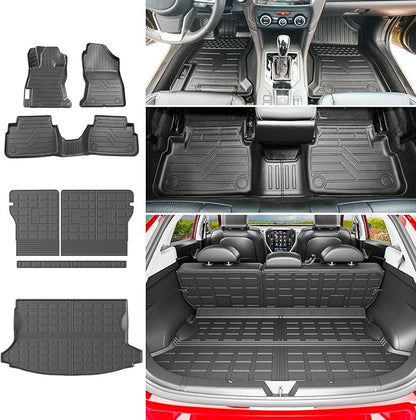 powoq Floor Mat Compatible with 2018-2023 Subaru Crosstrek Impreza Cargo Mat Floor Liner TPE Back Seat Protector Trunk Cargo Liner Replacement for 2018-2023 Subaru Crosstrek Accessories