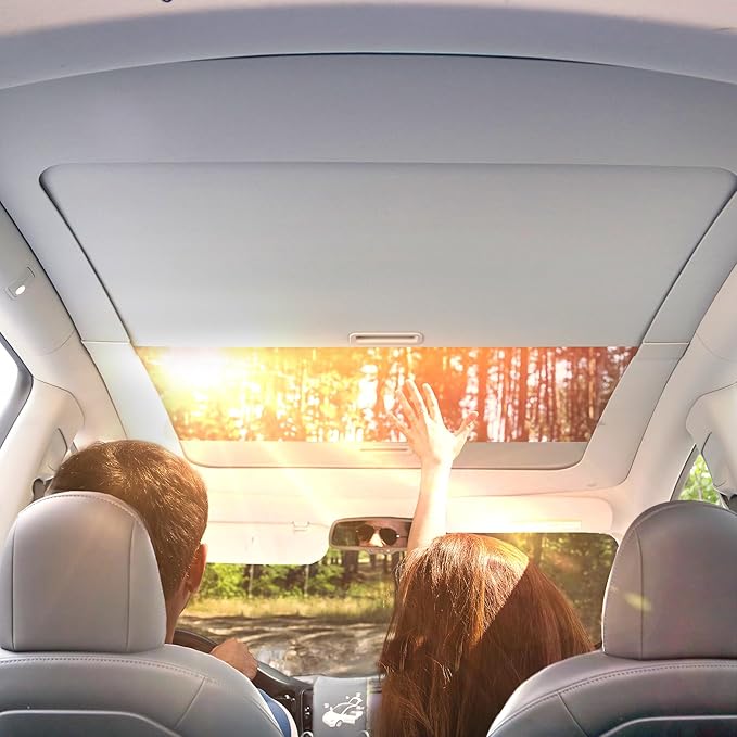 OEDRO Fit 2020-2024 Tesla Model Y Retractable Sunshade Roof, Upgraded 3.0 Full Coverage Windshield Glass Roof Sun Shade, UV Protection & Heat Resistance Shade Compatible with 2020-2024 Tesla Model Y