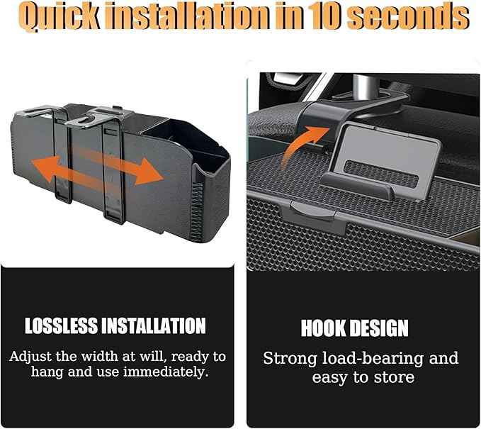 Back Seat Car Organizer,4 in 1 Multifunctional Car Back Seat Storage Box with Trash Can Drink Cup Holder Tissue Box, for Hold Phone,Snacks, Drinks, Handbag-Grid