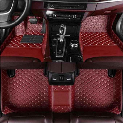 MAEVEN Customized Leather car Floor mats Suitable for 99% of car Models All-Weather Protection Waterproof Anti Slip Men's Women's car Liners (Wine red)