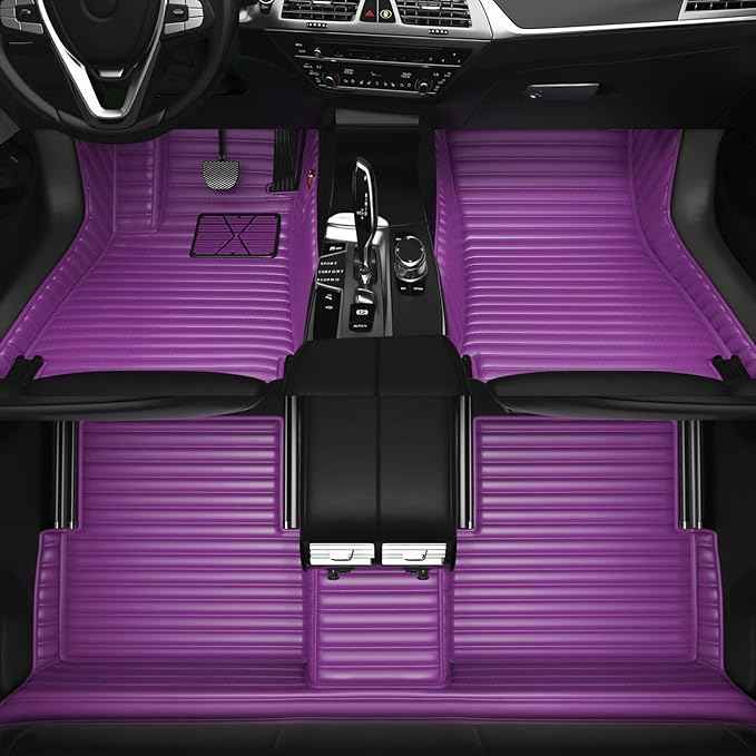 Customized Personalized car Floor MATS Luxury Full-Body car Floor mats are Suitable for 99% of Vehicle Models (Pickup Trucks/SUVs/sedans) and Offer Personalized Text Customization (=Purple)