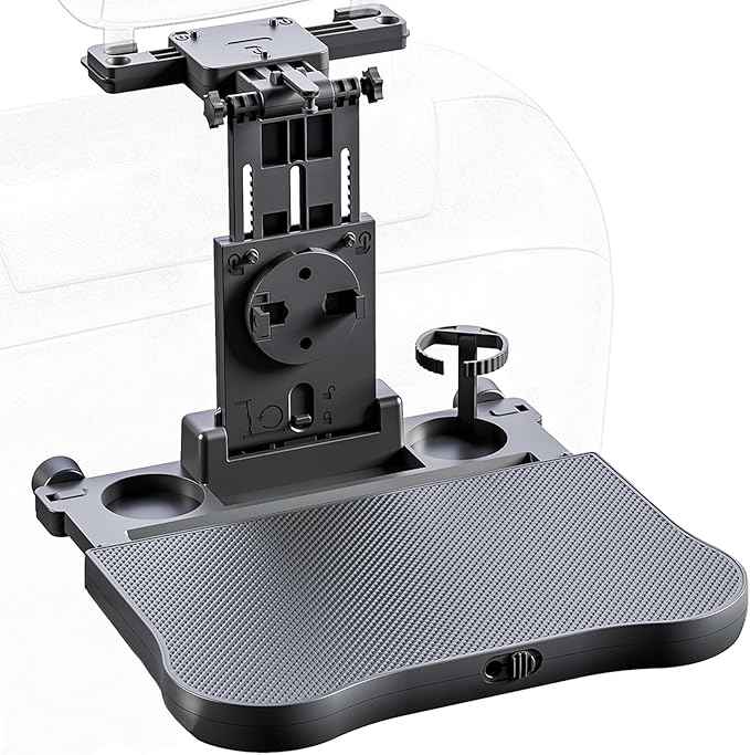 Car Seat Tray Table - Foldable Car Kids Passenger Roadtrip Eating Food Backseat Travel Trays Dinning Working Laptop Desk with Non-Slip Pad/Phone/Tablet Holder