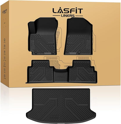 LASFIT Floor Mats & Cargo Mats for KIA Soul 2020-2025 (Only Fit Cargo Floor in Higher Position Without Subwoofer) All Weather TPE Custom Fit Floor Liners Car Mats & Trunk Mats Full Set