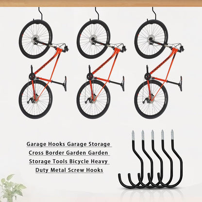 Bike Hooks Heavry Duty 6-Pack,Bicycle Storage Hanger Screw in Ceiling Hooks,Utility Hooks for Wall,Garage,Garden Organization and Storage,Fits Hanging All Bike Types,Bicycle Storage Hooks
