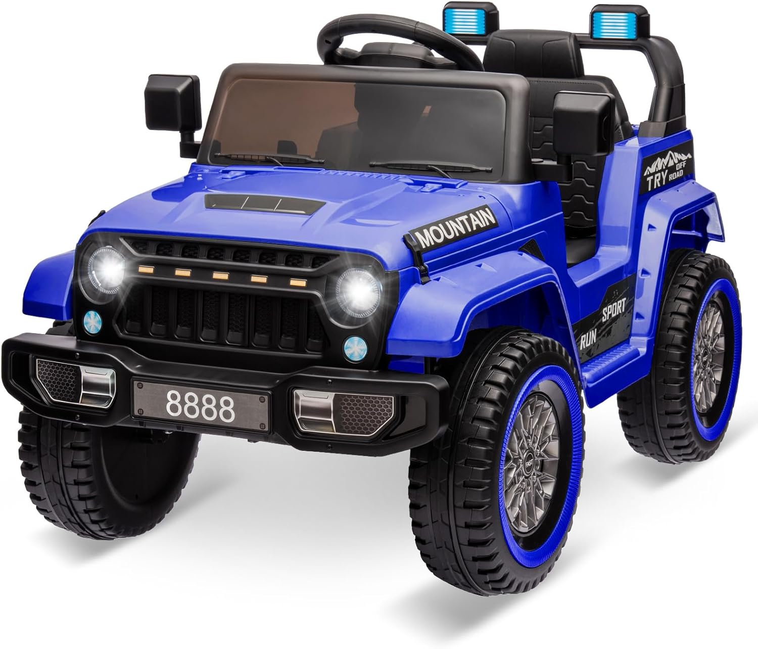 12V Kids Ride On Truck Car, Battery Powered Electric Vehicles with Remote Control, Spring Suspensions, 3 Speeds, LED Lights, Music, MP3, Ride On Toy Car for Children Toddles Boys Girls, Dark Blue - AutoBay