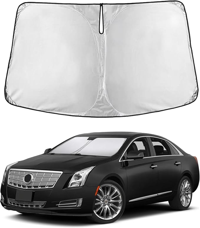 EcoNour Windshield Sun Shade Compatible for Cadillac XTS 2013-2019 Front Window Sunshade Foldable Sun Visor UV & Heat Blocking Protection