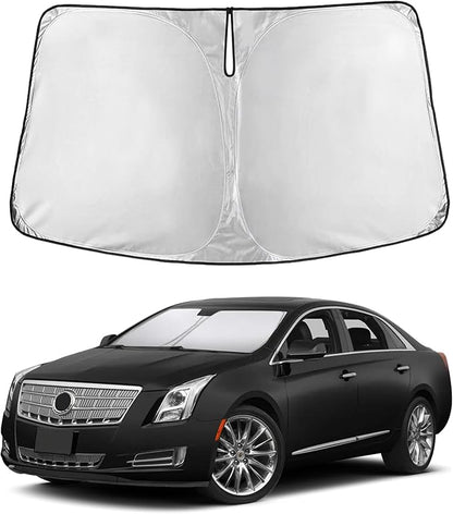 EcoNour Windshield Sun Shade Compatible for Cadillac XTS 2013-2019 Front Window Sunshade Foldable Sun Visor UV & Heat Blocking Protection
