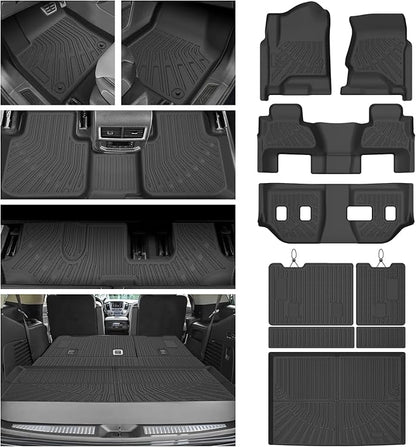 Floor Mats for 2015-2020 Chevy/Chevrolet Suburban & GMC Yukon XL 7 Seats, All Weather Cargo Liner for Suburban Accessories, Heavy Duty TPE Cargo Mats, Car Accessories