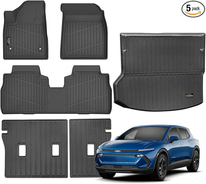Floor Mats Custom Fit for Chevy Equinox EV 2025 Trunk Mat with Backrest Mat All Weather TPE Rubber Cargo Liner Anti-Slip Full Set for Equinox Accessories (Trunk Mat+Backrest Mats+Floor Mats)