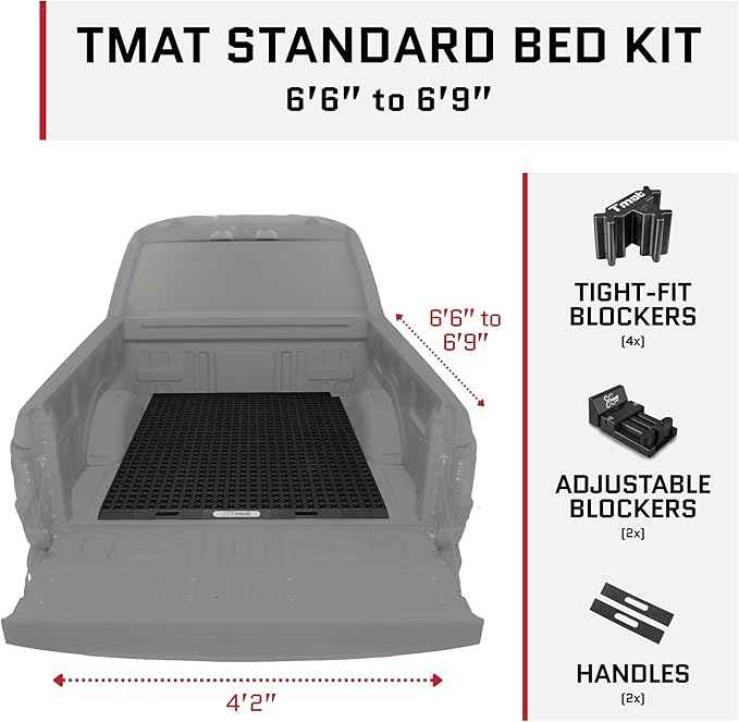 Tmat Truck Bed Organizer Storage System Slide Out Mat (Universal Fit for Standard Beds 6'6" to 6'9")