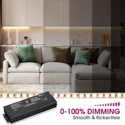 EMITEVER 288W Dimmable LED Driver, 24V 5-in-1 Dimmable Power Supply,3-Channels AC to DC Transformer for LED Light, Compatible with Lutron and Leviton Dimmer, Waterproof IP67 and UL Listed, Class 2