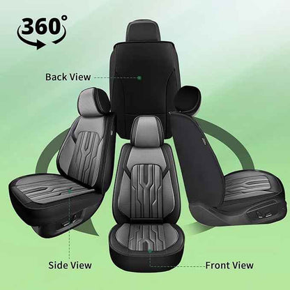 YORKENIC Fit for Ford Fiesta Seat Covers Front Set 2011-2019: Breathable Leather Car Seat Covers Compatible Airbag (2 Front Set, Black & Grey)