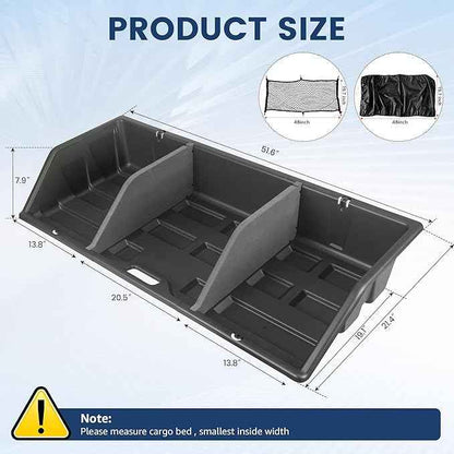 Full-Size Pickup Truck Cargo Box Organizer, Tail Box Storage Box Compatible with Truck Bed, Divider Truck Organizer with Net and Rain Cover, Black (52 inch)