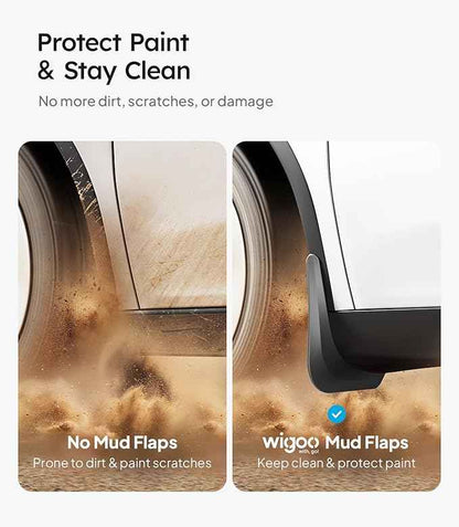 Wigoo 2026 New Tesla Model Y Juniper Accessories Mud Flaps No Drilling [Stay Clean, Protect Paint] All Weather Guards Body Kits for Tesla New Model Y 2025 2026 Juniper, Thicker Version (Set of 4)