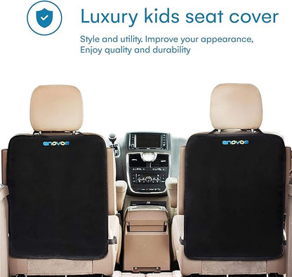 Enovoe Car Seat Protectors for Kids - 4 Pack Premium Quality Car Seat Cover Back Seat Offers Waterproof Protection from Mud and Scratches - 18" x 24" with Adjustable Straps and Games for Kids