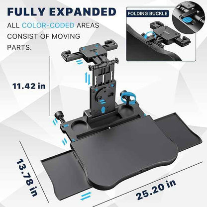 Car Back Seat Tray Table-Stable Auto Backseat Food Trays Desk for Rear Passenger Road Trip Eating & Work, Multifunctional Adjustable Travel Tray with Phone Drink Holder for Laptop iPad